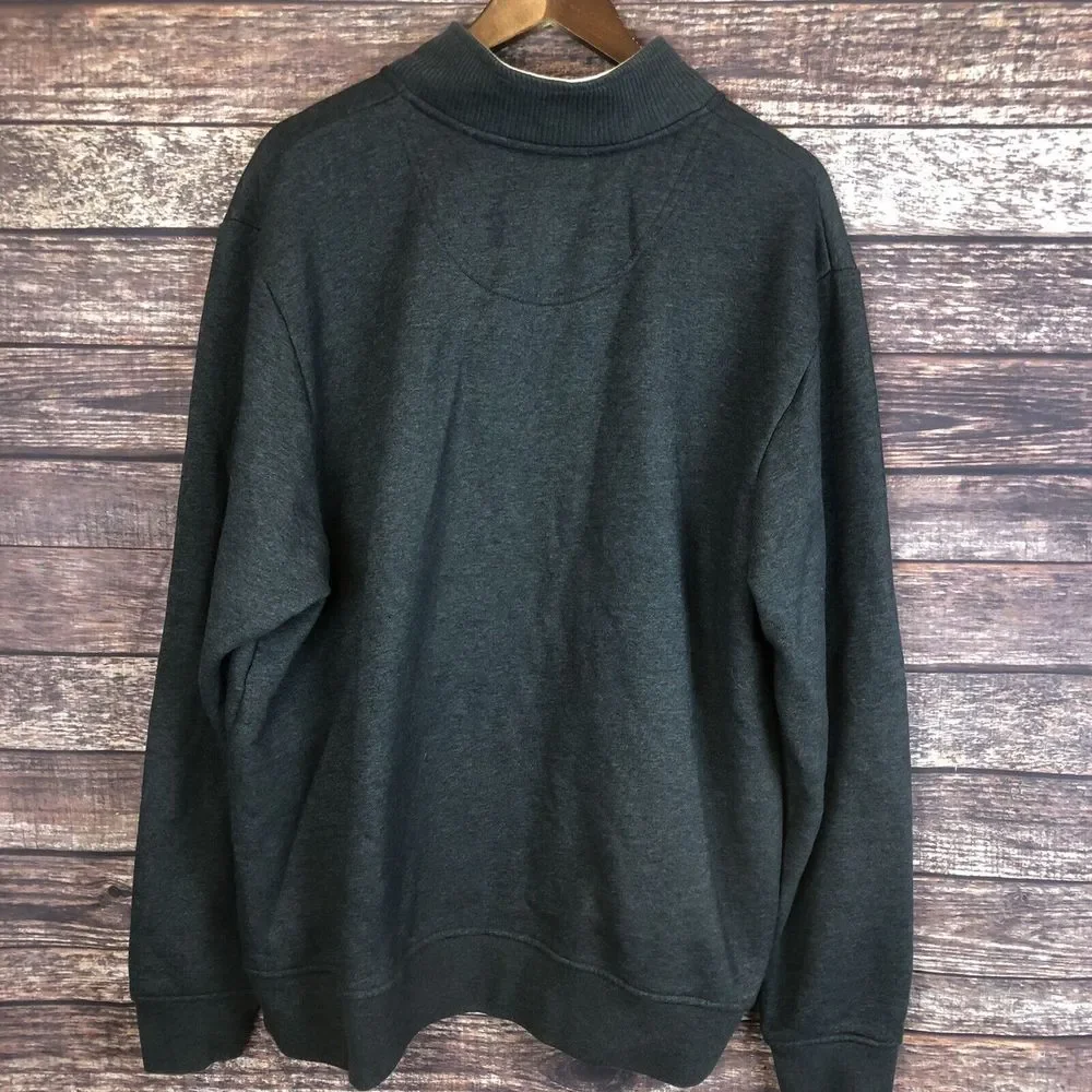 Orvis Sweater Men Gray Pullover Snap 1/4 Zip Cotton‎ Blend Long Sleeve 2XL XXL
